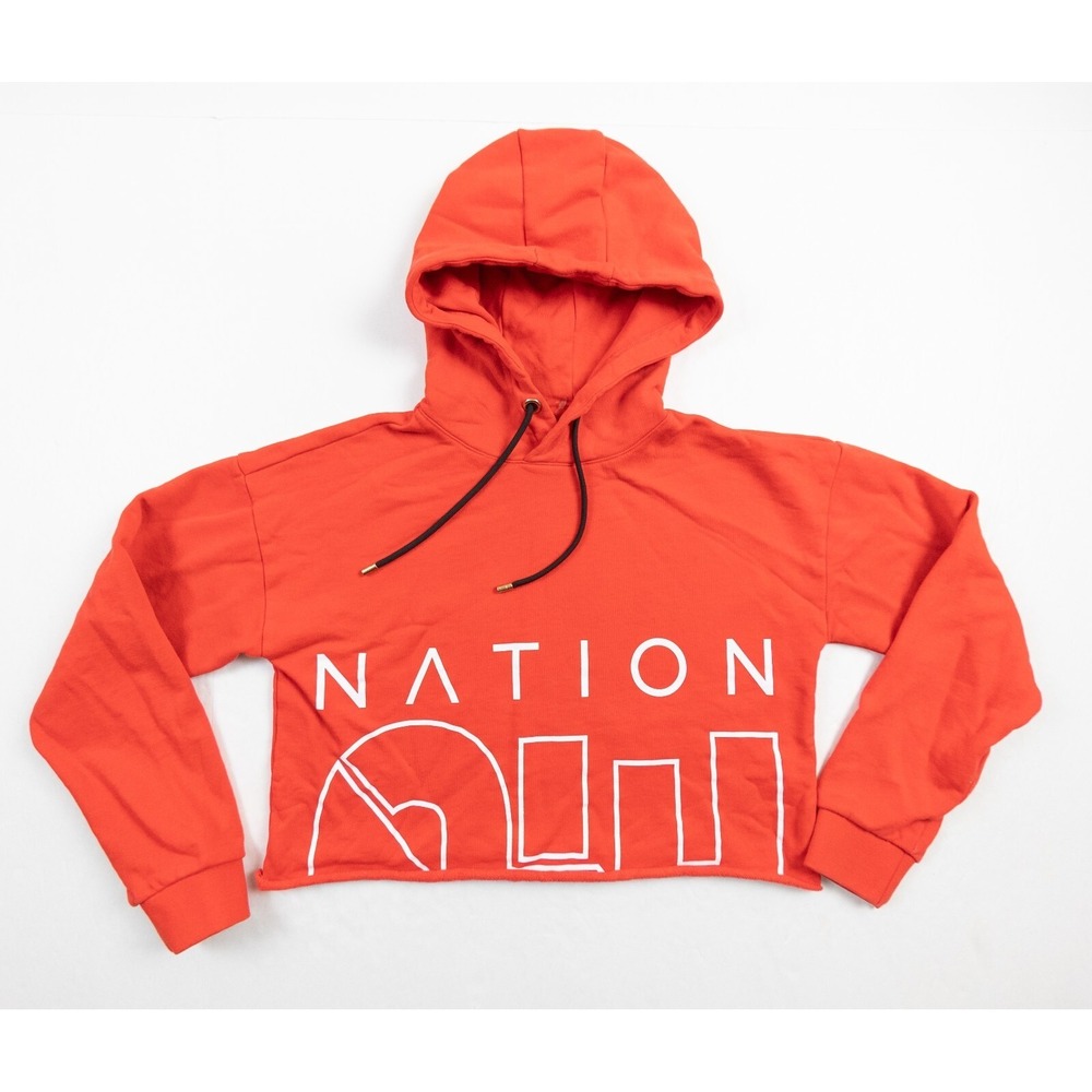 PE Nation Sweatshirt Womens Small Red Hoodie Cropped Pullover Sweater Ladies